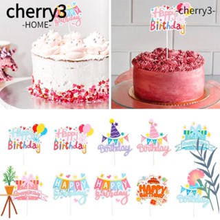 Cherry3 ป้ายธงกระดาษ น้ําหนักเบา สําหรับตกแต่งเค้ก คัพเค้ก 10 ชิ้น