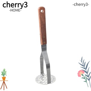 Cherry3 เครื่องกดมันฝรั่งบด สเตนเลส ไม่เสียหายง่าย ด้ามจับไม้ ป้องกันน้ําร้อนลวก