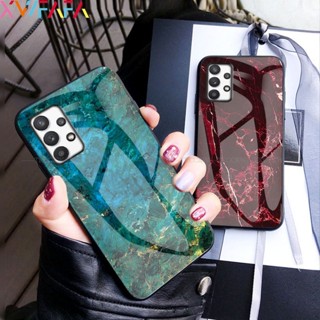 เคสโทรศัพท์มือถือแบบแก้ว ลายหินอ่อน แฟชั่น สําหรับ Samsung A73 A53 A33 A72 A52 A52S A13 5G