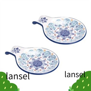 Lansel ที่วางช้อนเซรามิค 7.5 X 5.5 นิ้ว สไตล์ยุโรป สีฟ้า สําหรับเครื่องล้างจาน 2 ชิ้น