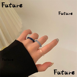 FUTURE Korea Resin Thin Ring Aesthetic Party Gifts Fruit Ring Candy Color Geometric Girl Retro Women Jewelry/Multicolor