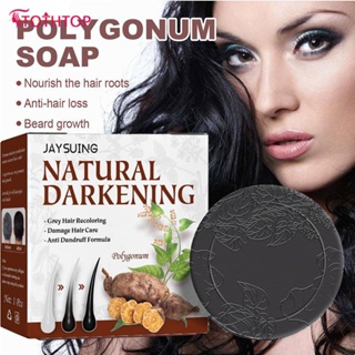 Jaysuing Hair Darkening Shampoo Polygonum Multiflorum Solid Shampoo Restore Hair Color Anti Hair Loss Shampoo Soap [TOP]