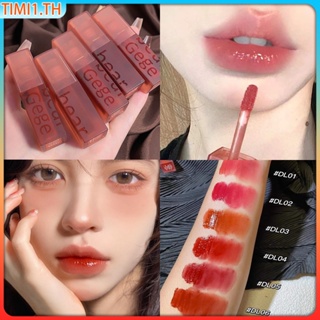 Gege Bear Red Tube Velvet Lip Glaze Matte Waterproof Long-last Lipstick Natural No-stick Cup Makeup Cosmetics | เวลา1