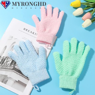Myronghd ถุงมือผ้าขนหนูอาบน้ํา แบบหนา สองด้าน สําหรับขัดผิวที่ตายแล้ว
