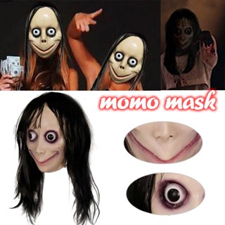 【พร้อมส่ง】 The Horror Scary Mask Momo Challenge Scary Games Cosplay For Halloween Costume