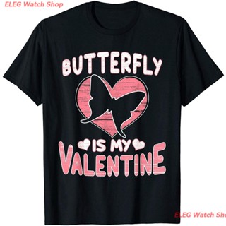 COD เสื้อยืดยอดนิยม Butterfly Is My Valentine Birthday Mothers Day Unisex DIY Printed T-Shirt 100% Cotton Tee Short Sle