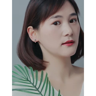 ต่างหู แบบตะขอ รูปใบโคลเวอร์ สีดํา เครื่องประดับ สําหรับผู้หญิง จํานวน 1 คู่