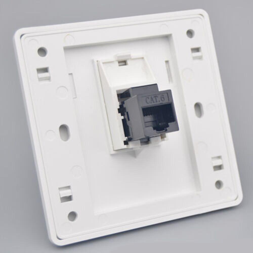 86x86 มม.หญิง CAT6 Gigabit Dual-Pass Network Wall Plug RJ45 LAN Faceplate อินเทอร์เน็ตตรง Plug Outlet