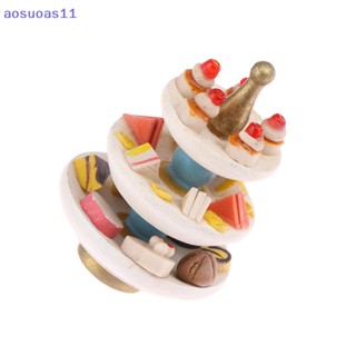 Aosuoas ถาดขนมหวานจิ๋ว สามชั้น 1:12 สําหรับตกแต่งบ้านตุ๊กตา TH.