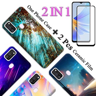 2 IN 1 Samsung Galaxy M30S เคสโทรศัพท์น่ารัก พร้อมหน้าจอเซรามิค โค้งสองชิ้น