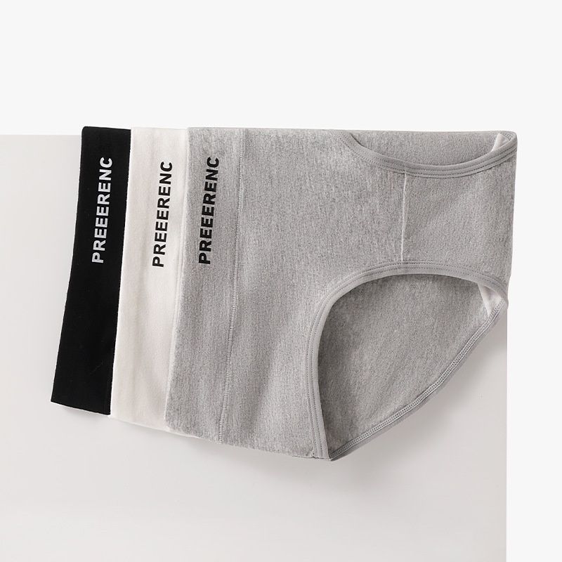 กางเกงชั้นใน ผ้าฝ้าย สีเทา สีดํา และสีขาว แฟชั่นเรียบง่าย สําหรับสตรี