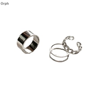 Orph 3 ชิ้น ฮิปฮอป สีเงิน แหวนนิ้ว ปรับได้ ชุดเครื่องประดับ สําหรับผู้ชาย ผู้หญิง แหวนโกธิค ความงาม อินเทรนด์ อุปกรณ์เสริม PH