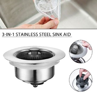 3-in-1 Stainless Steel Kitchen Sink Drain Strainer Stopper Basket Sink Filter