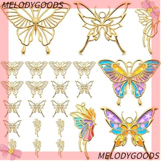 Melodg จี้ผีเสื้อเรซิ่น กลวง สีทอง 3 แบบ สําหรับทําสร้อยข้อมือ 30 ชิ้น