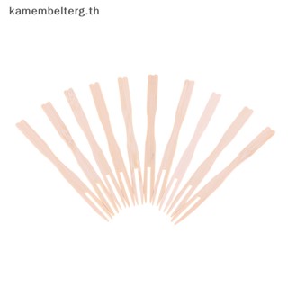 Kam ส้อมไม้ไผ่ แบบใช้แล้วทิ้ง สําหรับจิ้มผลไม้ สองซี่ 80 ชิ้น