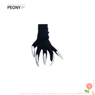 Peonypavilion ถุงมือคอสเพลย์ฮาโลวีน ถุงมือผี ของขวัญ ถุงมือสีเงิน / สีดํา ผ้าคอสเพลย์ สยองขวัญ ตกแต่งเวทีวันหยุด DIY