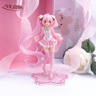 โมเดลฟิกเกอร์ PVC รูปการ์ตูนอนิเมะ BO Miku Hatsune Sakura สีชมพู ของเล่นสําหรับเด็ก