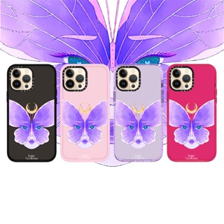 Casetify X เคสโทรศัพท์มือถือแบบนิ่ม ใส กันกระแทก ลายผีเสื้อ สีโรสพิงค์ สําหรับ iPhone 15 14 13 12 11 Pro MAX IX XS MAX XR 6 6s 7 8 Plus