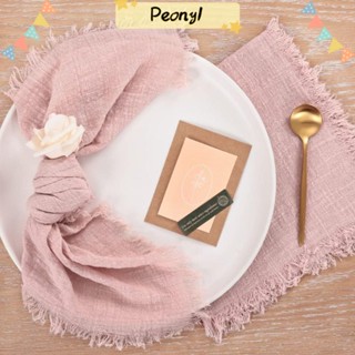 Pdony ผ้าเช็ดปาก ผ้าฝ้าย ผ้าลินิน แต่งพู่ สีชมพู 16.5 นิ้ว สําหรับตกแต่งปาร์ตี้ 8 ชิ้น