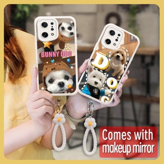 Little Fresh Hangings Phone Case For OPPO Find X5 tulip Heat dissipation originality literature Makeup mirror Mirror surface