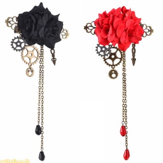 Time Steampunk กิ๊บติดผม Steampunk เข็มกลัด Pin Goth Flower กิ๊บติดผมผู้หญิง Goth เข็มกลัด Diy เจ้าสาว ผ้าโพกศีรษะ Goth Barrette