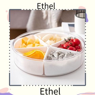 Ethel1 กล่องเก็บอาหาร PET+PP พร้อมฝาปิด 5 ช่อง ทรงกลม ถอดออกได้ สําหรับเสิร์ฟผัก ผลไม้