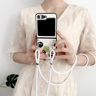 Luken เคสโทรศัพท์มือถือ ลายคุกกี้ บิสกิต พร้อมสายคล้อง สะพายข้าง และสายคล้อง สไตล์เกาหลี สําหรับ Galaxy Z flip5 5G flip5 Z flip5 Zflip5 flip5