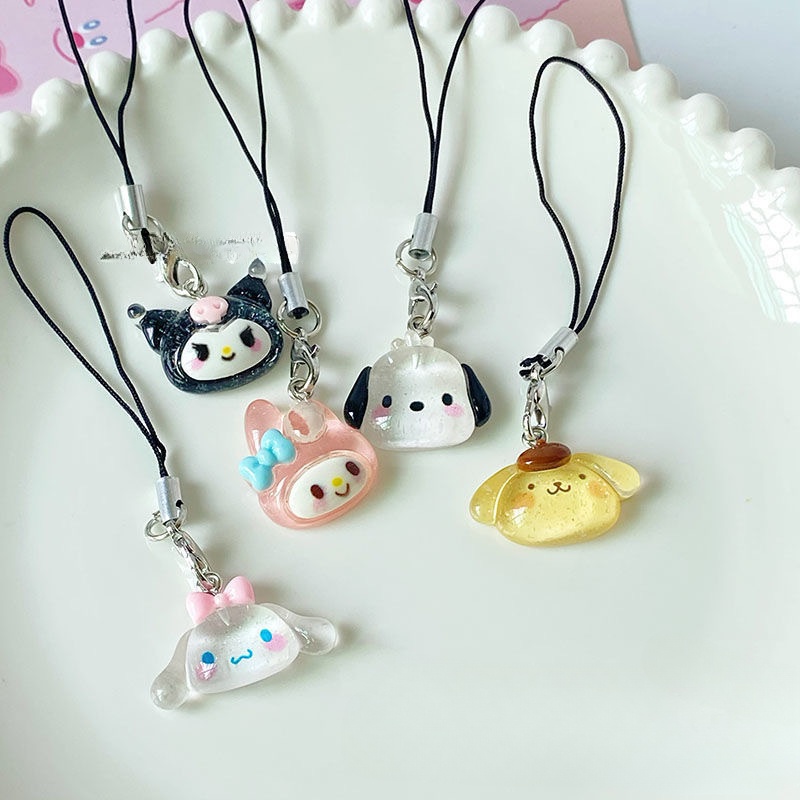จี้ห้อยโทรศัพท์มือถือ แฟลชไดรฟ์ รูปสุนัข Sanrio Pacha Cinnamon Dog Girl Heart สีโปร่งใส