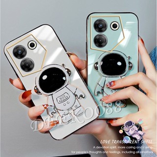 เคสโทรศัพท์มือถือ ลายนักบินอวกาศน่ารัก สีขาว พร้อมขาตั้ง สําหรับ Tecno Camon 20 Pro Premier Spark Go 2023 10C 10 Pro POVA 4 4G 5G