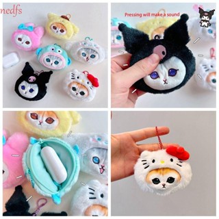 Nedfs กระเป๋าสตางค์ กระเป๋าใส่เหรียญ จี้ตุ๊กตาการ์ตูนแมว Cinnamoroll Mymelody สร้างสรรค์