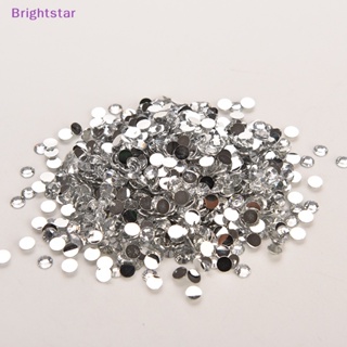 Brightstar ใหม่ ลูกปัดคริสตัล พลอยเทียม ทรงกลม หลังแบน 4 มม. สําหรับตกแต่งเล็บ DIY 1000 ชิ้น