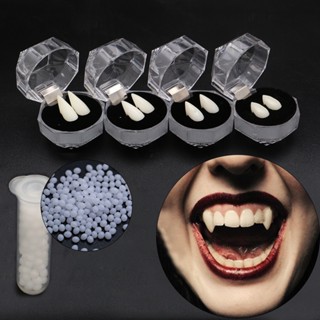 Spot seconds# Halloween cosplay zombie tiger teeth resin teeth Hot Melt Adhesive particles vampire teeth denture set 8cc