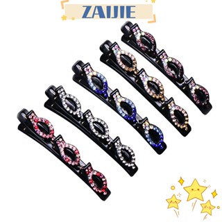 Zaijie24 กิ๊บติดผม ผ้าซาติน ประดับพลอยเทียม สําหรับผู้หญิง 2 5 ชิ้น