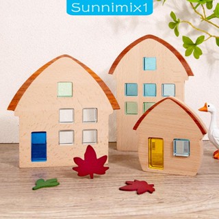 [Sunnimix1] บล็อกไม้ รูปบ้าน 4 ถึง 8 สําหรับตกแต่งบ้าน 3 ชิ้น