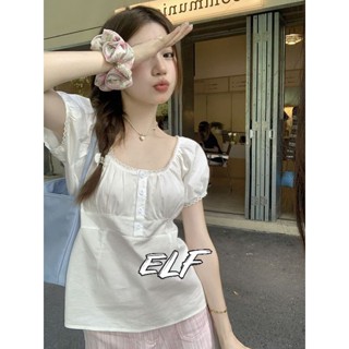 เสื้อเชิ้ต สีขาว แฟชั่นฤดูร้อน สไตล์ฝรั่งเศส สําหรับผู้หญิง
