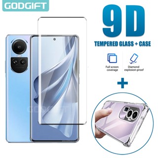 Godgift 2 in 1 เคสกระจกนิรภัย ซิลิโคน กันกระแทก สําหรับ OPPO Reno 10 5G 10 Pro+ 8T 5G 8T 4G 8 7 6 Pro 5G SE 8Z 7Z 6Z 5G