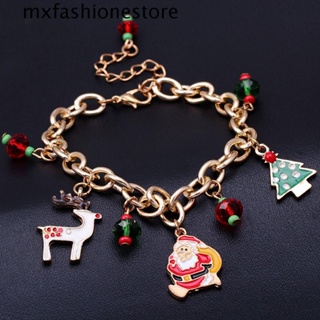 Mxfashione สร้อยข้อมือ จี้รูปซานตาคลอส กวางเอลก์ สโนว์แมน เกล็ดหิมะน่ารัก เครื่องประดับแฟชั่น ของขวัญปีใหม่ จี้ชาร์ม