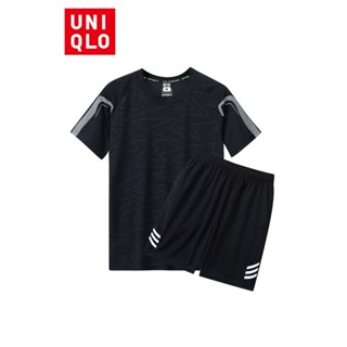 Uniqlo ชุดกีฬา เสื้อแขนสั้น กางเกงขาสั้น แบบแห้งเร็ว เหมาะกับใส่วิ่งกลางแจ้ง สําหรับผู้ชาย ไซซ์ M - 5XL