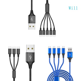 Will สายชาร์จ USB 2 0 USB-A ตัวผู้ เป็น Micro USB หลายช่อง สําหรับอุปกรณ์ชาร์จ 3 4 5 ชิ้น พร้อมกัน