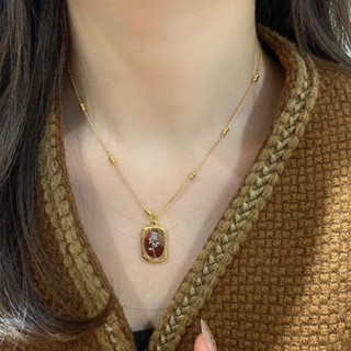 สร้อยคอเหล็กไทเทเนียม จี้ดอกกุหลาบ แกะสลัก สไตล์ฝรั่งเศส เรโ…