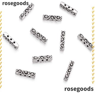 Rosegoods1 ลูกปัดโลหะ ทรงสี่เหลี่ยมผืนผ้า 3 รู สีเงินโบราณ 18 มม.*5 มม. สําหรับทําเครื่องประดับ