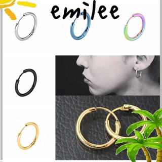 EMILEE ต่างหูห่วงกลม เครื่องประดับแฟชั่นพังก์ สเตนเลส 1 คู่