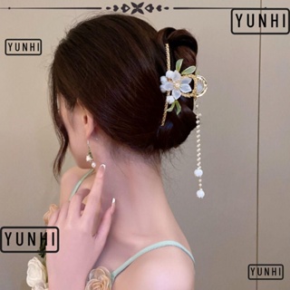 Yunhi กิ๊บติดผมโลหะ รูปกล้วยไม้ ประดับพู่ สไตล์คลาสสิก หรูหรา เครื่องประดับ สําหรับผู้หญิง