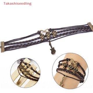 (Takashiseedling) สร้อยข้อมือหนัง ลายตัวโน๊ตดนตรี สไตล์พังก์ วินเทจ เครื่องประดับแฟชั่นใหม่