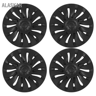 ALASKAR 4PCS 19in ฝาครอบดุมล้อสีดำด้านสไตล์สมมาตรทนต่อแรงกระแทกสำหรับ Tesla รุ่น Y 2020 ถึง 2023