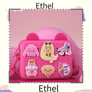 Ethel1 กระเป๋าเป้สะพายหลัง ทรงสี่เหลี่ยม กันน้ํา ลายการ์ตูนบาร์บี้ สีชมพู DIY สําหรับเด็ก