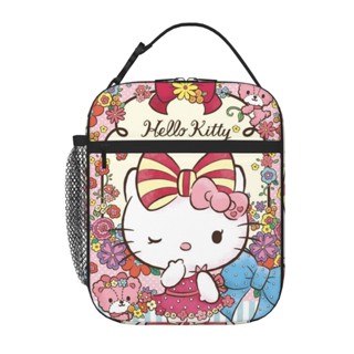 กระเป๋าใส่กล่องอาหารกลางวัน มีฉนวนกันความร้อน แบบพกพา ลาย Hello Kitty สําหรับผู้ชาย และผู้หญิง