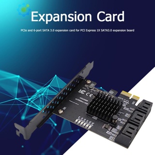 การ์ดอะแดปเตอร์ 6 พอร์ต SATA III PCIe 6Gbps SATA 3.0 เป็น PCI Express 1X พร้อมตัวยึด [Hidduck.th]