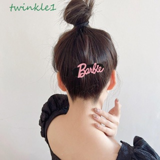 Twinkle1 กิ๊บติดผมอัลลอย ลายตัวอักษร เรขาคณิต สีชมพู สําหรับตุ๊กตาบาร์บี้