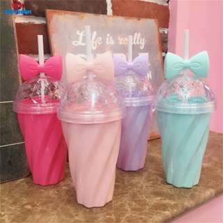 ถ้วยดื่มแบบพกพาขวดน้ำส่วนบุคคลพร้อมหลอด Candy Twist Cup Straw Cup Reusable Drinkware Outdoor Plastic Shiny Flash Powder/multicolor cynthia cynthia